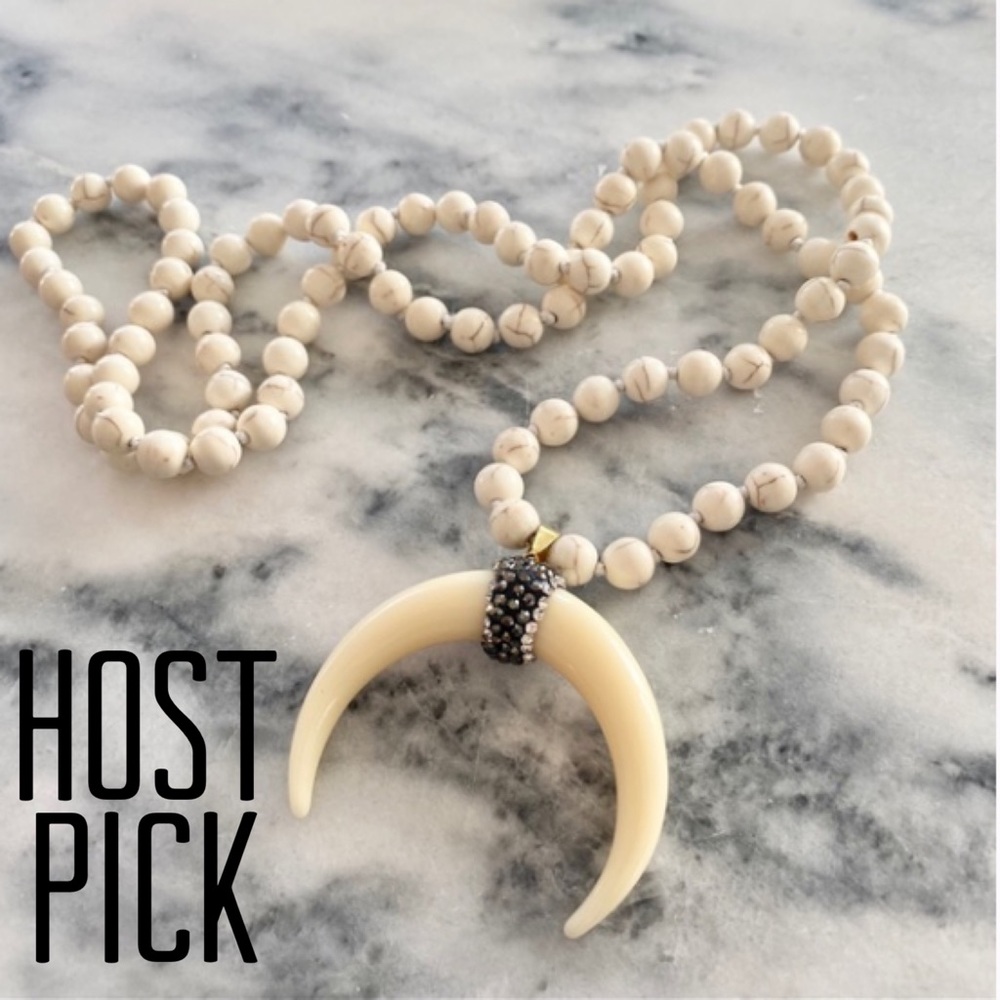 Howlite Stone Horn Necklace